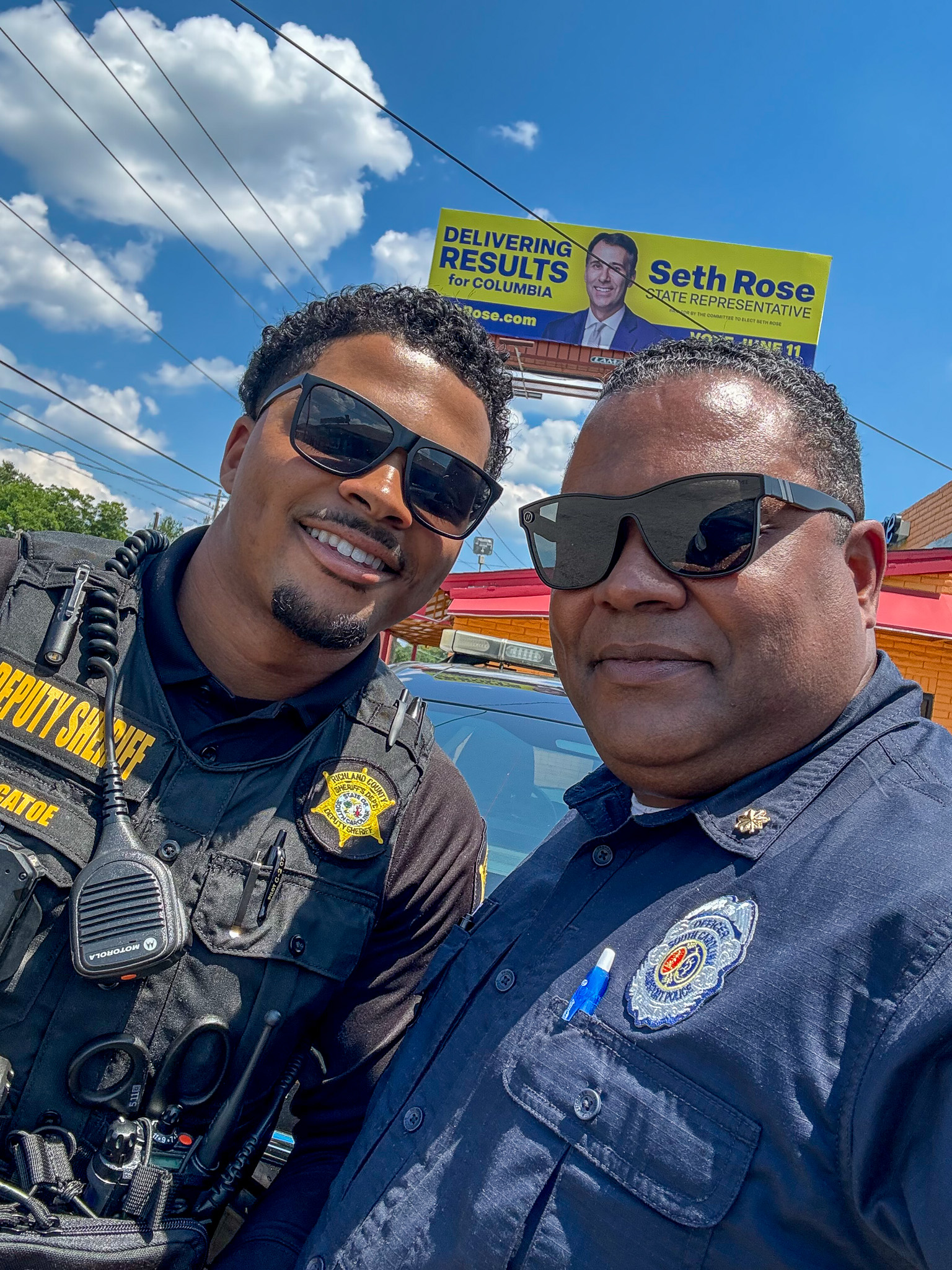 Deputy Catoe with Major Catoe outside