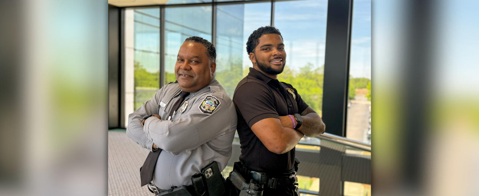 Major Catoe and Deputy Catoe standing in hallway